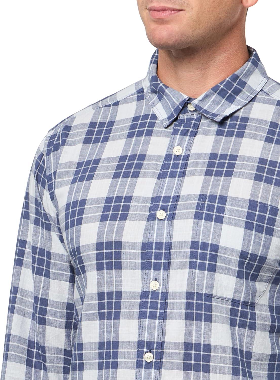 imageDockers Mens Regular Fit Long Sleeve Casual Shirt Regular and Big ampamp TallFelice Slub Arctic Ice Plaid